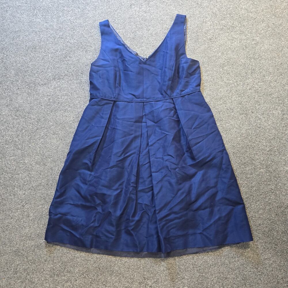 J Crew Dress Womens Size 16 Blue A Line V Neck Lined Fitted Sleeveless Cocktail